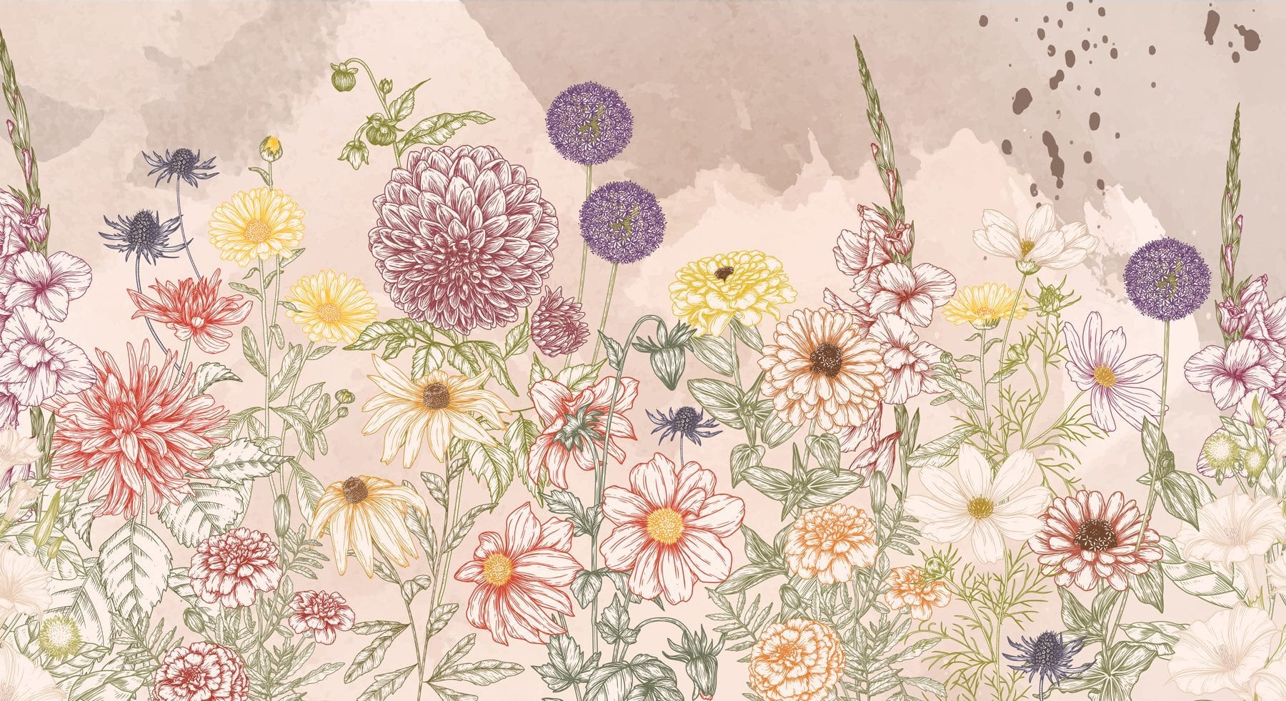 Group of flowers on a beige background
