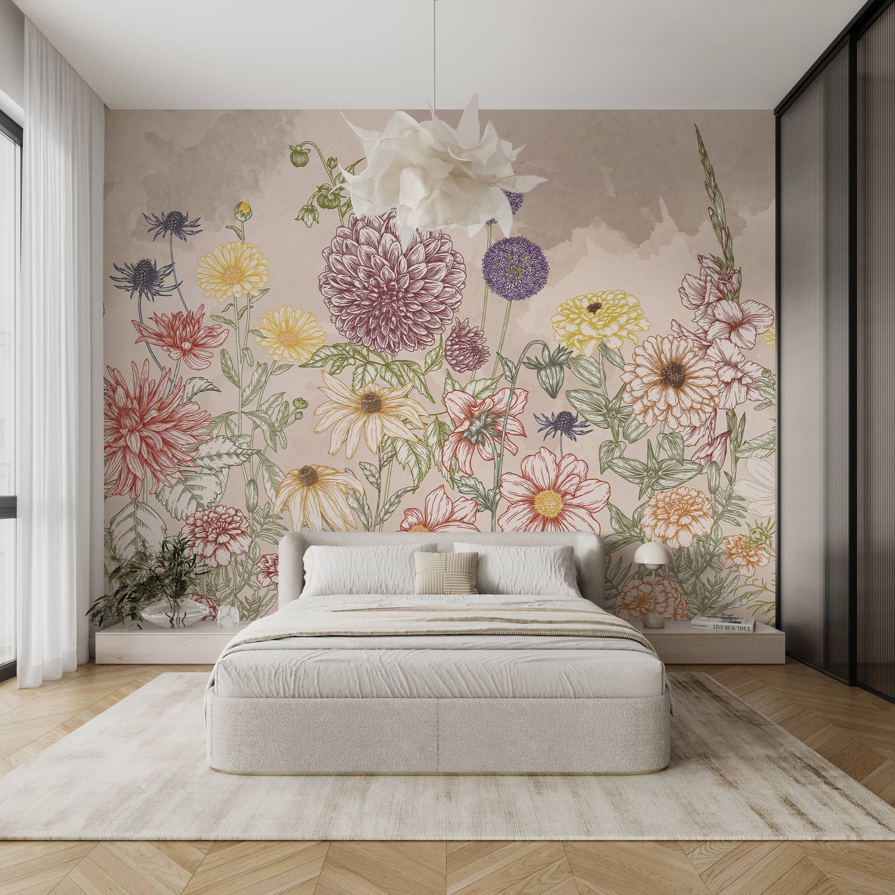 Group of flowers on a beige background