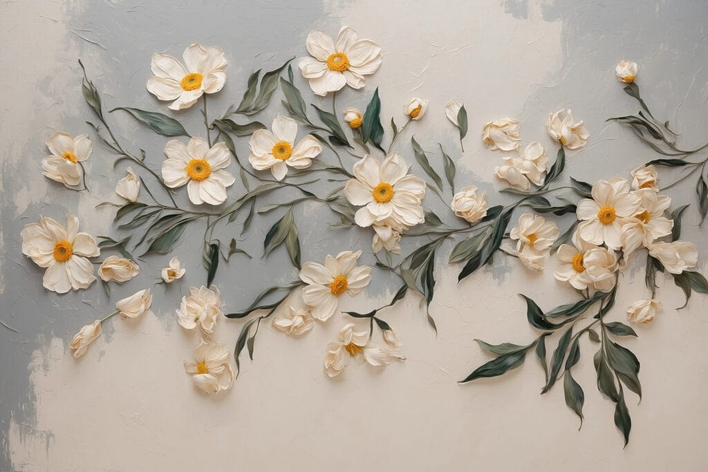 White flowers and green leaves