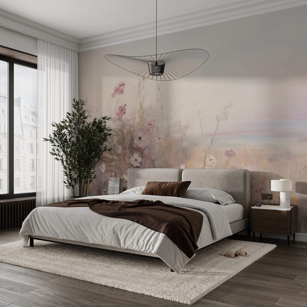 Painting of flowers in a field