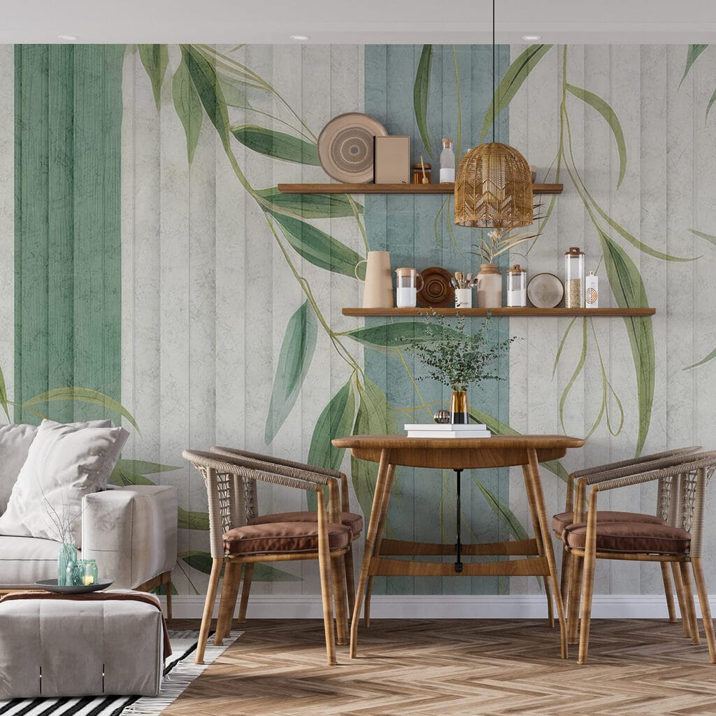 Wallpaper with leaves on it