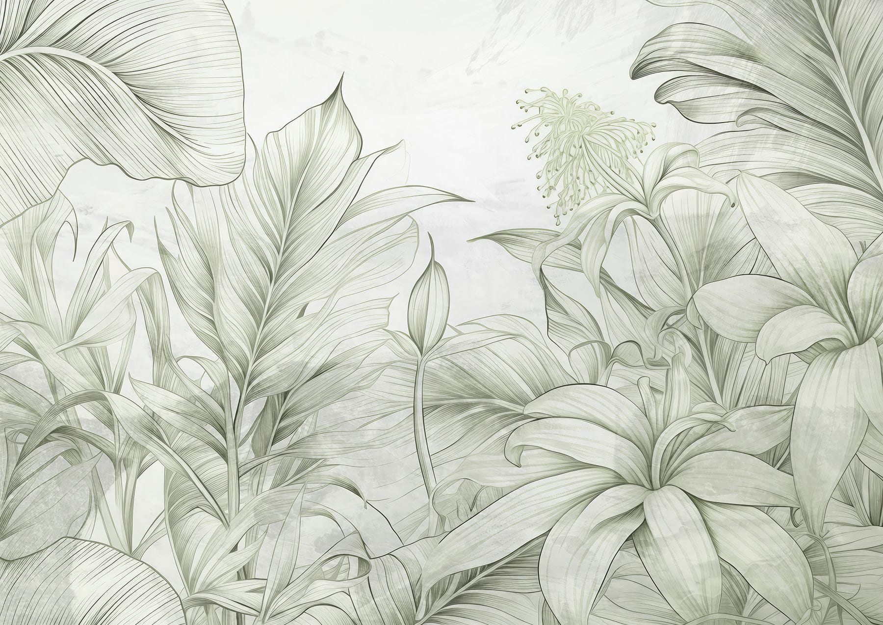 Soft greens in delicate botanical design Soft greens in delicate botanical design