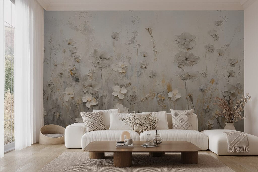 Painting of flowers on a wall Painting of flowers on a wall