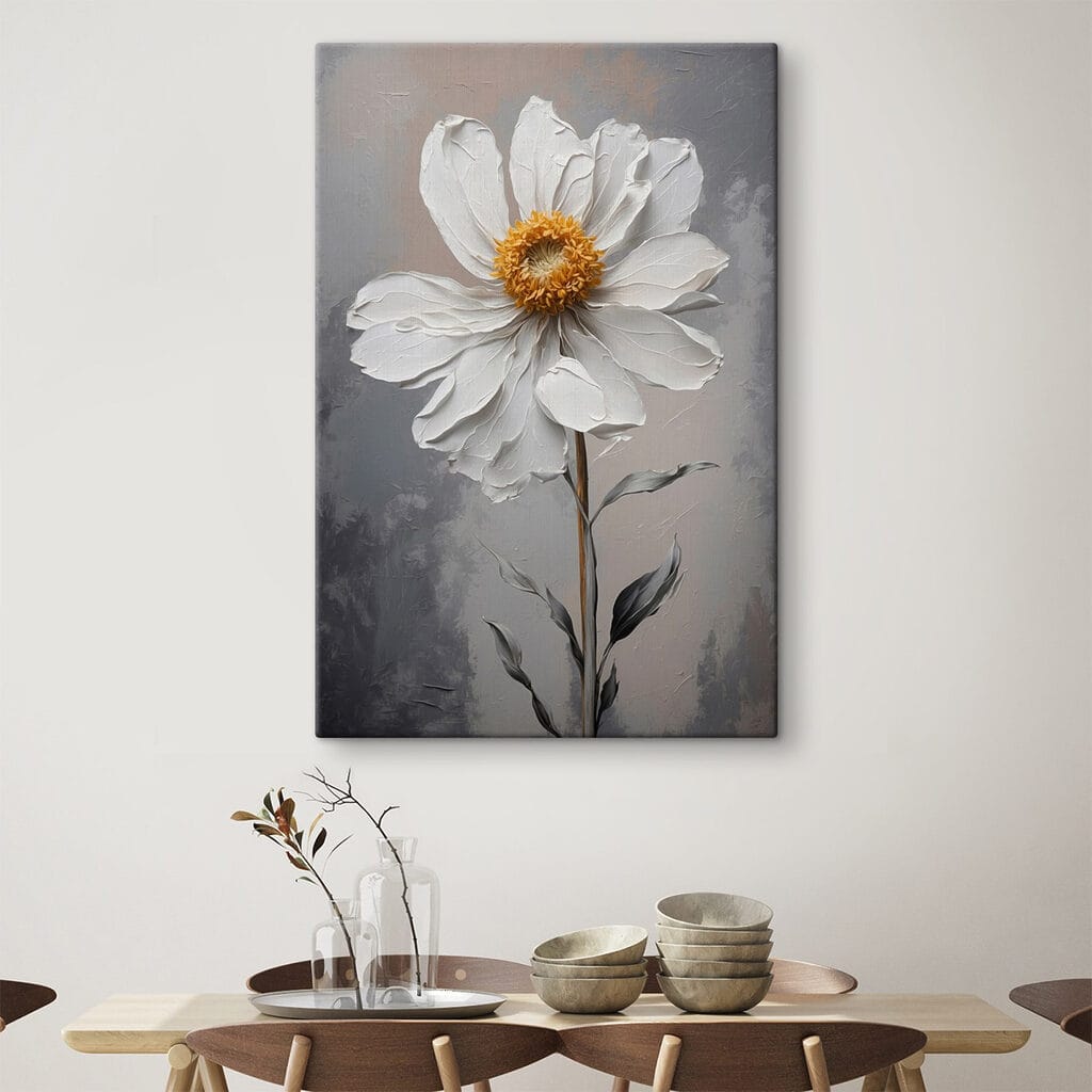 White flower with a yellow center