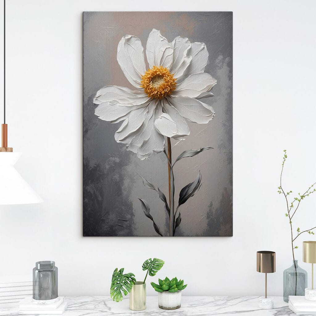 White flower with a yellow center