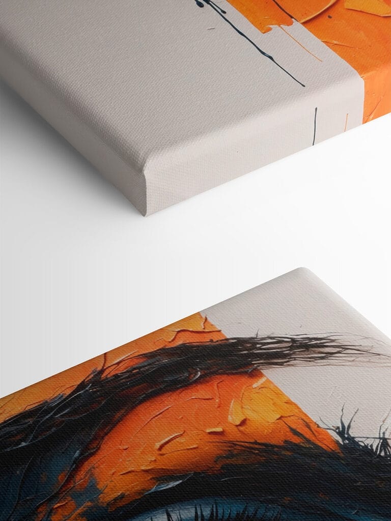 Painting of an eye with paint on it