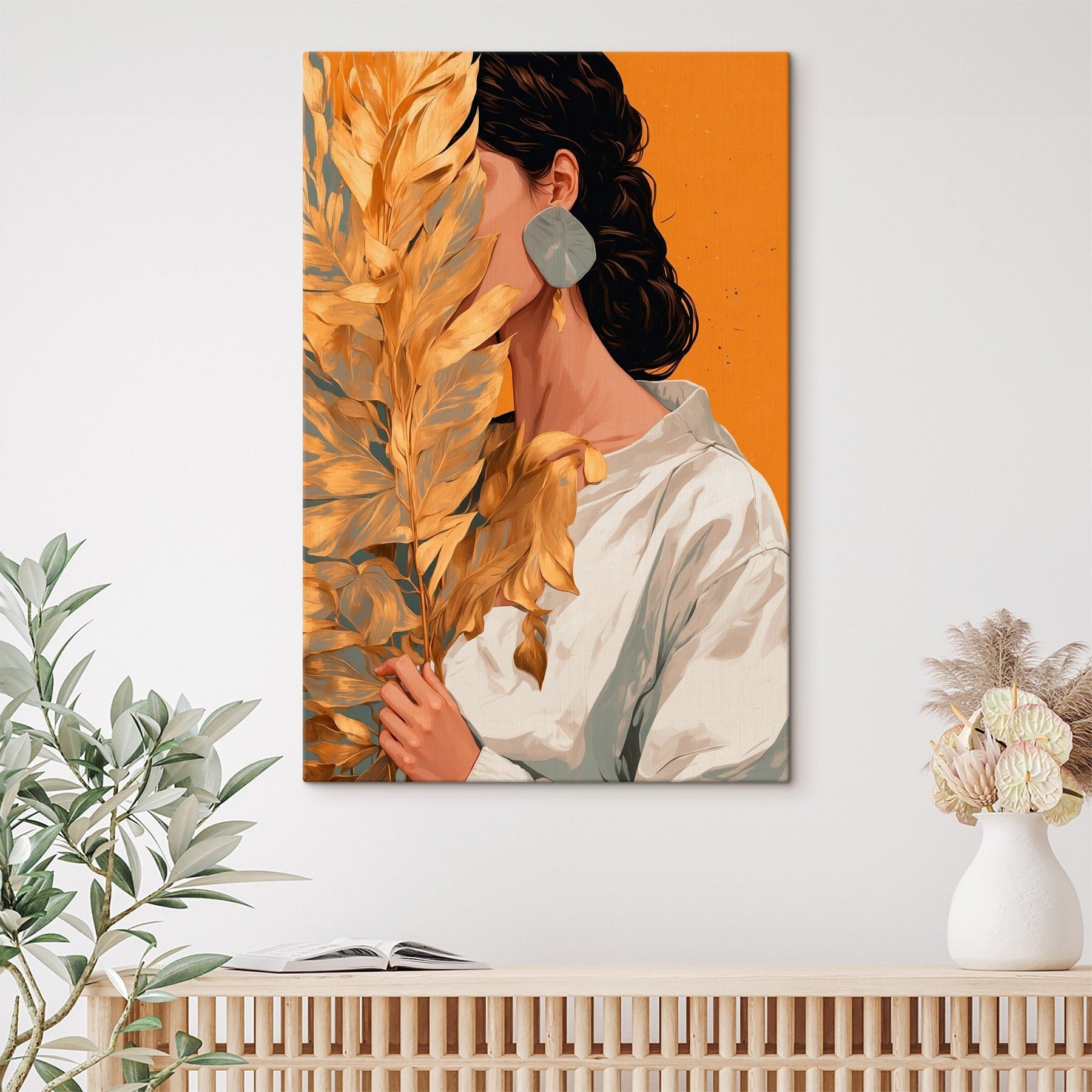 Radiant foliage embraces a hidden face