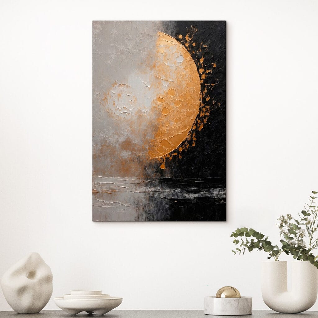 Painting of a moon and water Painting of a moon and water