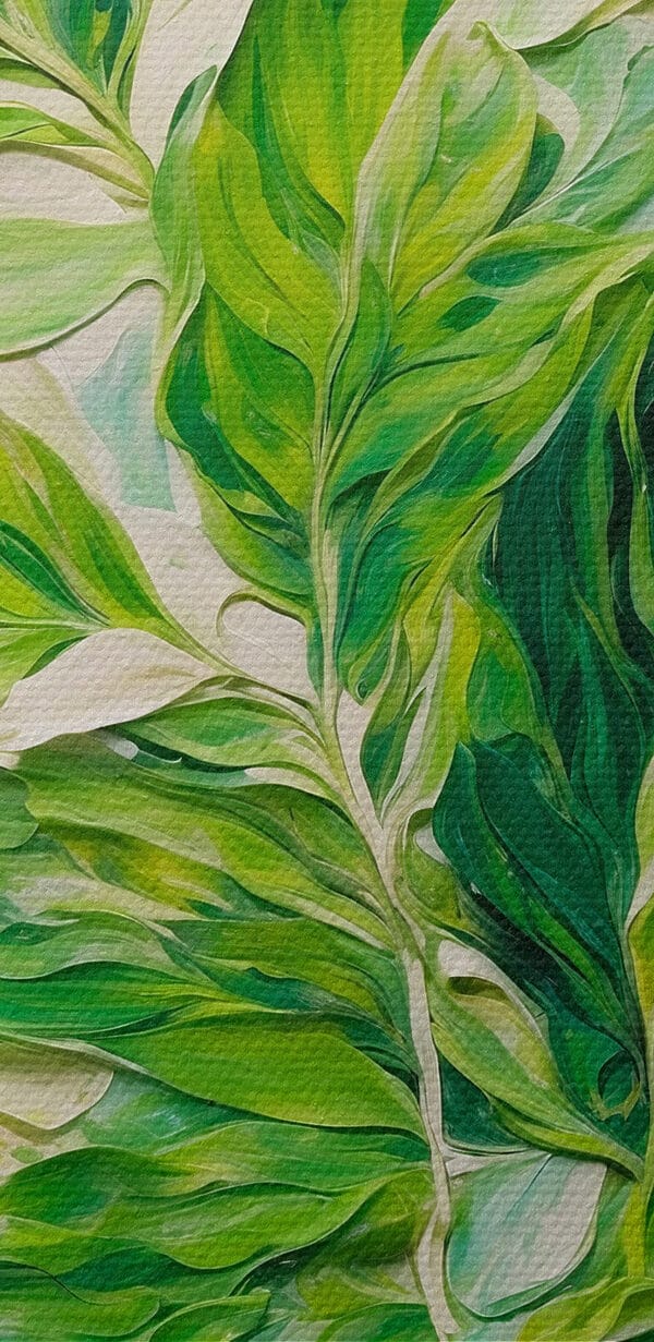 Painting of leaves on a white surface Painting of leaves on a white surface