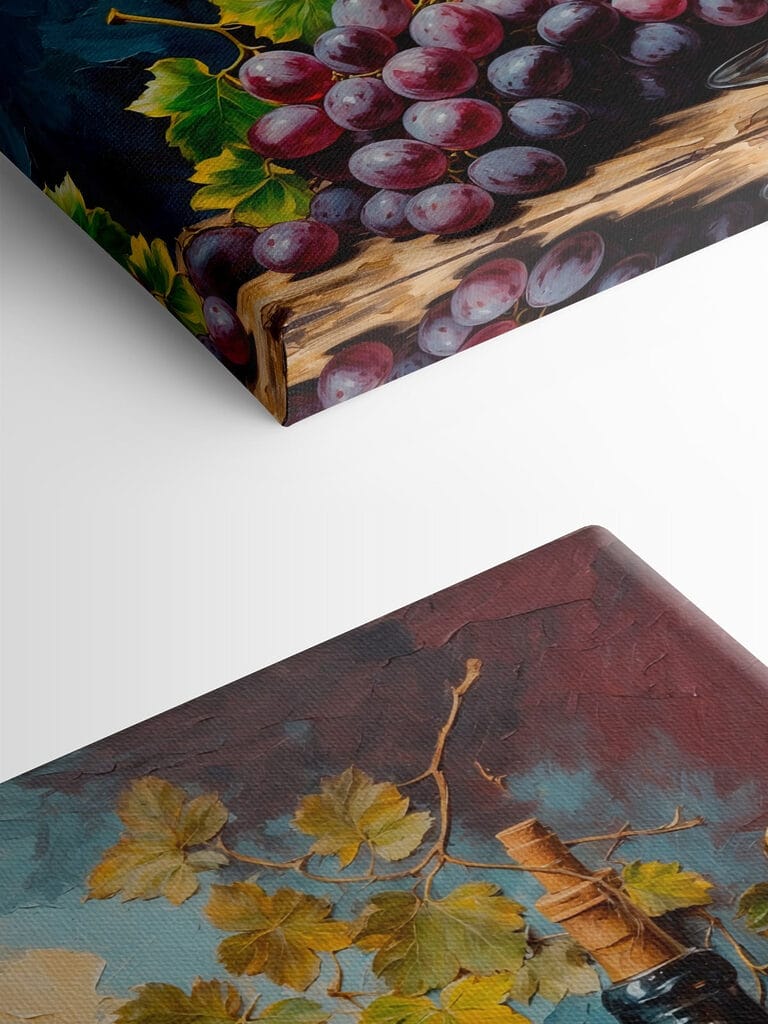 Painting of a wine bottle and a glass of wine Painting of a wine bottle and a glass of wine