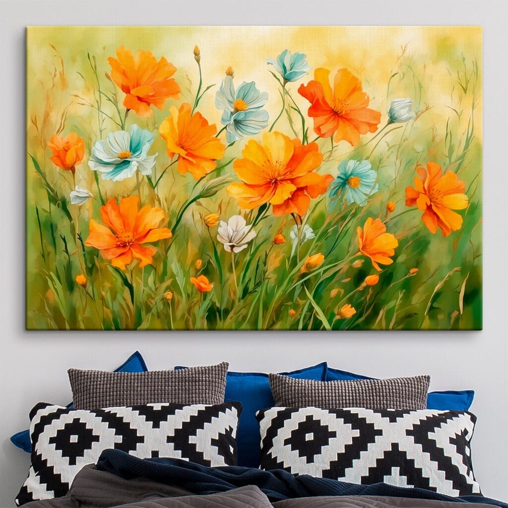 Painting of orange and white flowers Painting of orange and white flowers