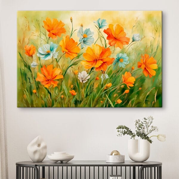 Painting of orange and white flowers Painting of orange and white flowers