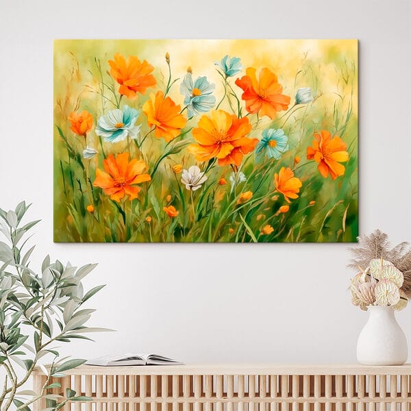Painting of orange and white flowers Painting of orange and white flowers