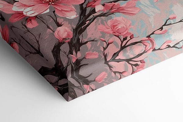 Painting of pink flowers on a branch Painting of pink flowers on a branch