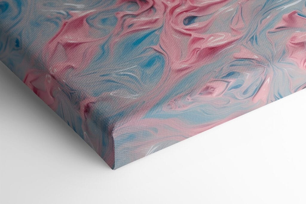 Group of pink roses on a blue and white surface