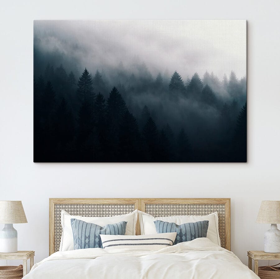 Foggy forest with trees Foggy forest with trees