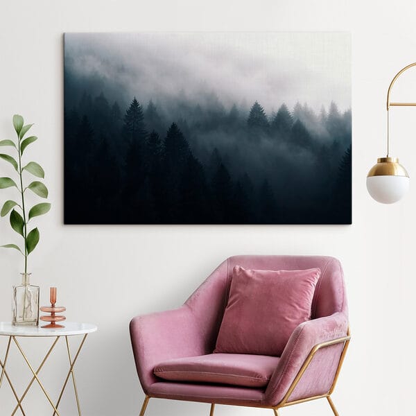 Foggy forest with trees Foggy forest with trees