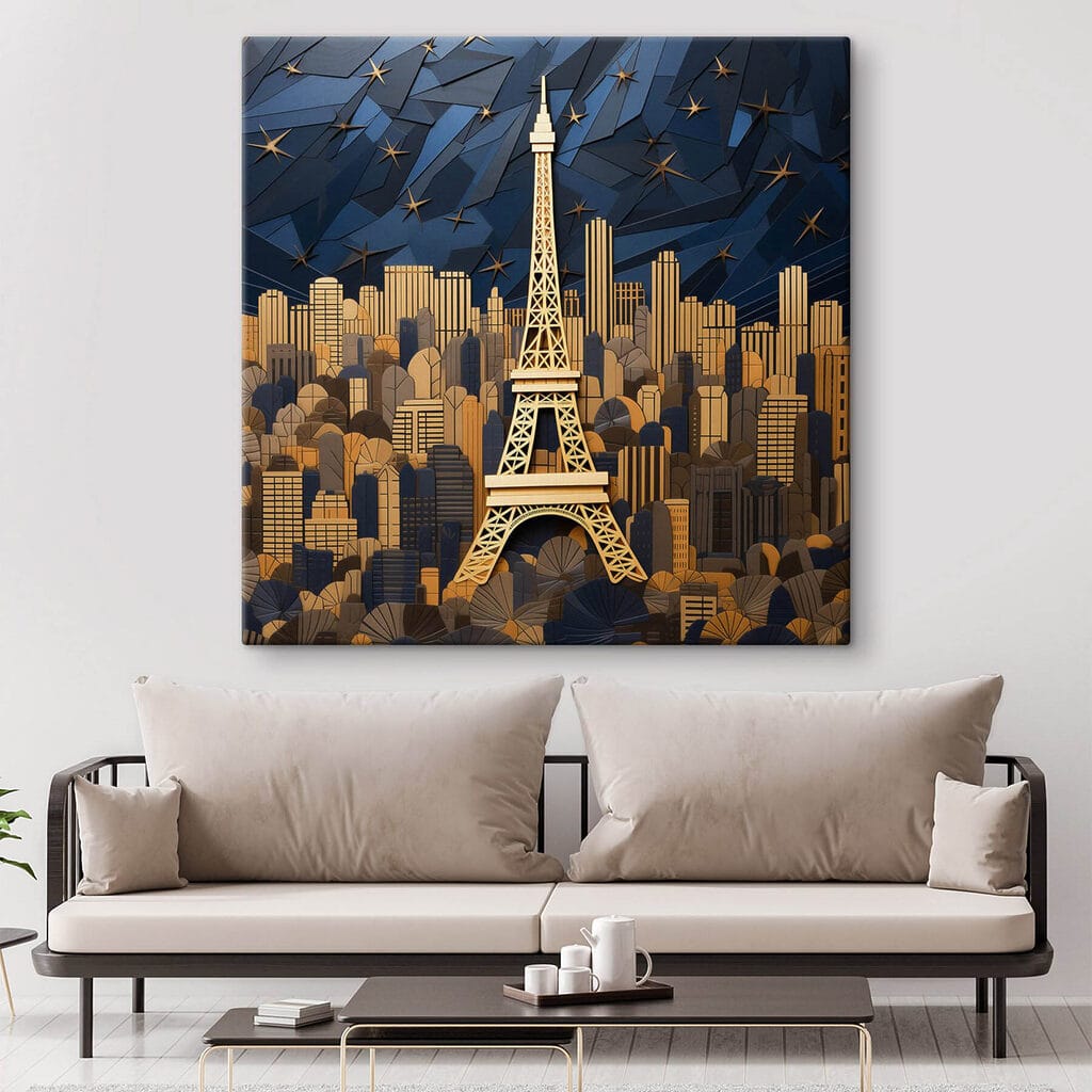 Eiffel Tower amidst a cityscape