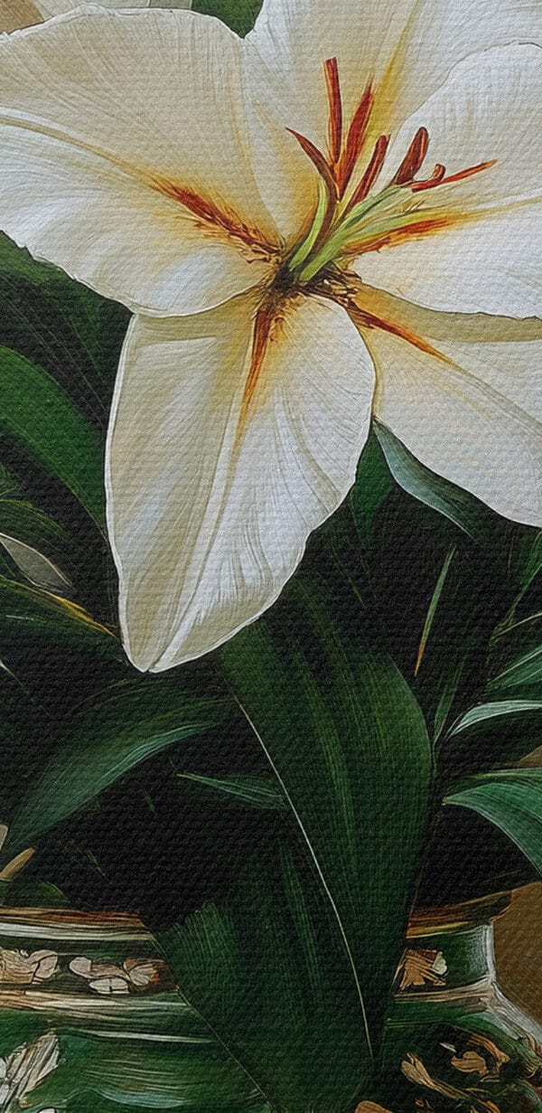 Painting of a vase of white flowers Painting of a vase of white flowers