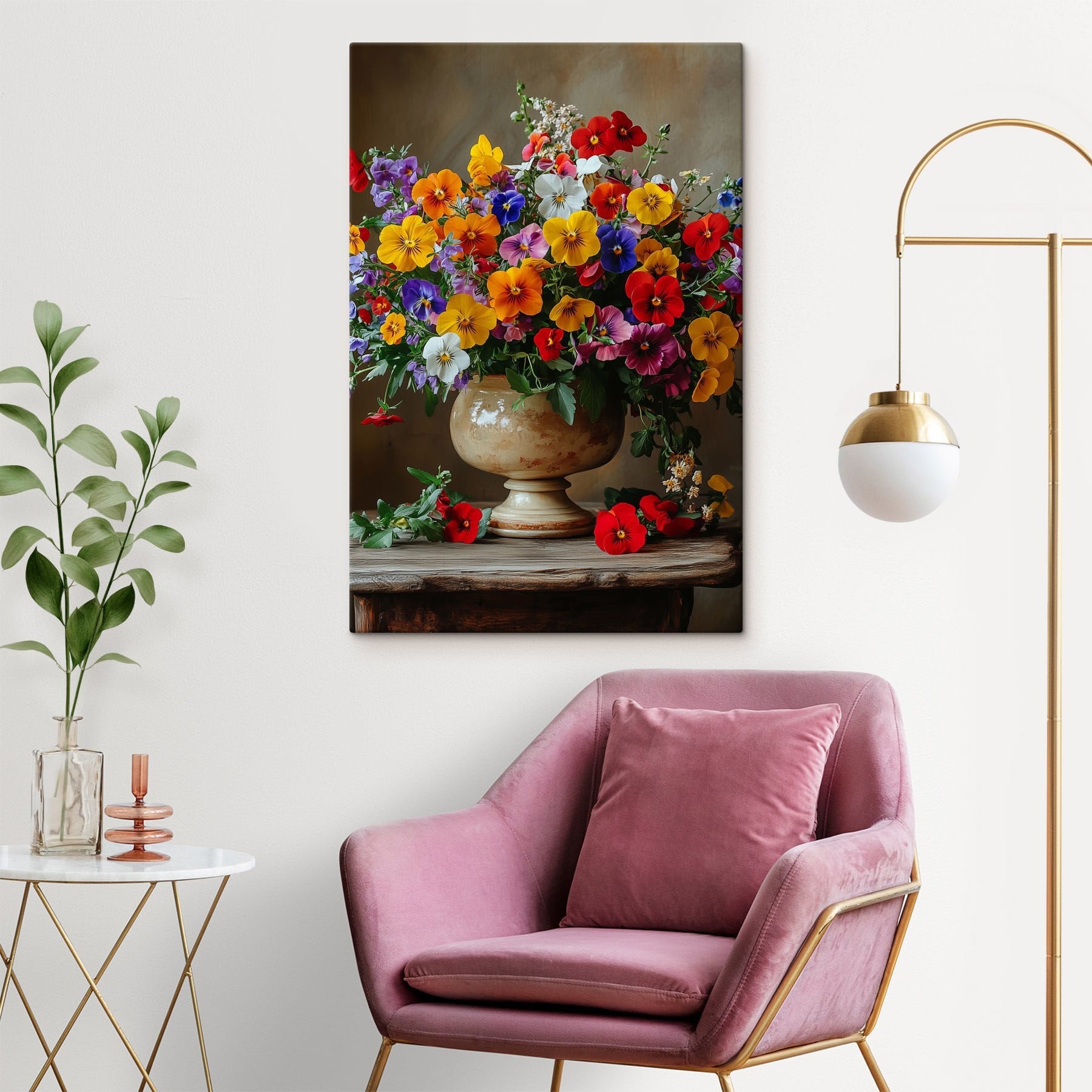 Vase with colorful flowers