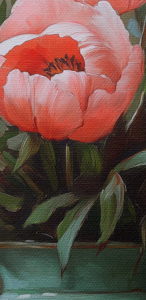 Painting of pink flowers in a vase