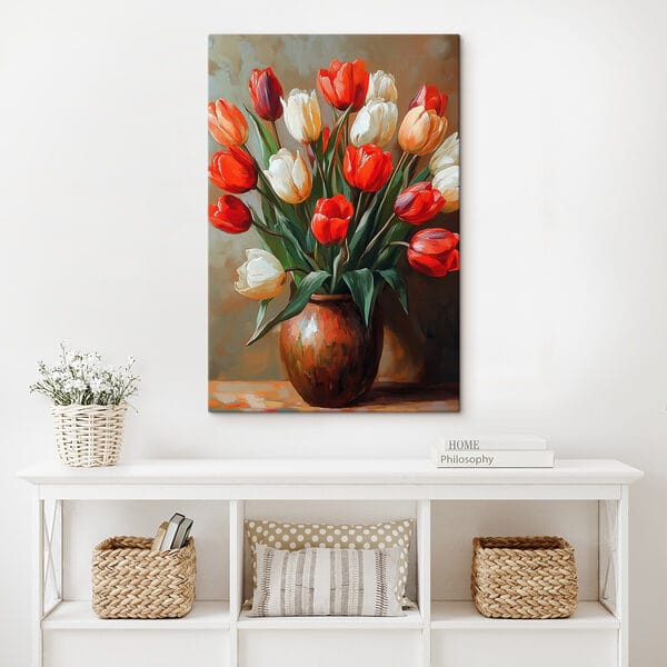 Painting of flowers in a vase Painting of flowers in a vase