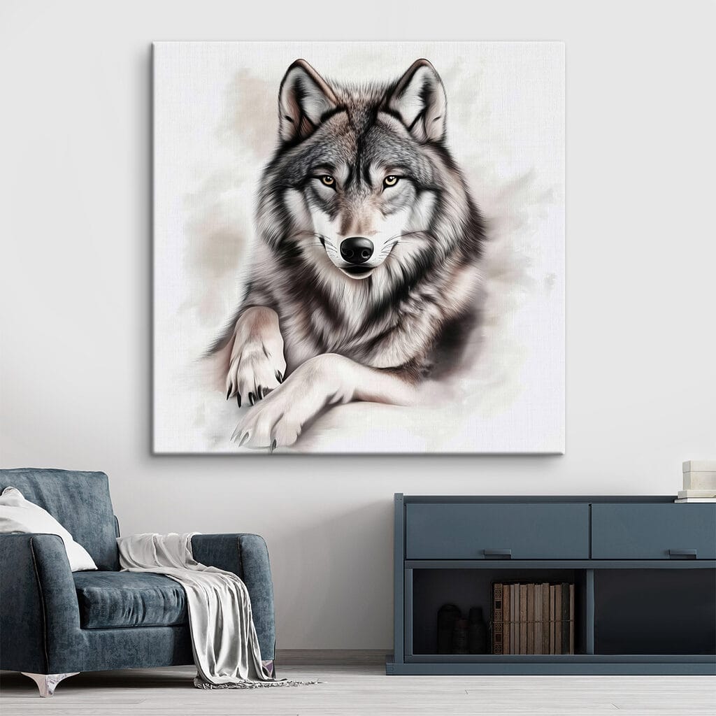 Wolf lying down looking at the camera Wolf lying down looking at the camera