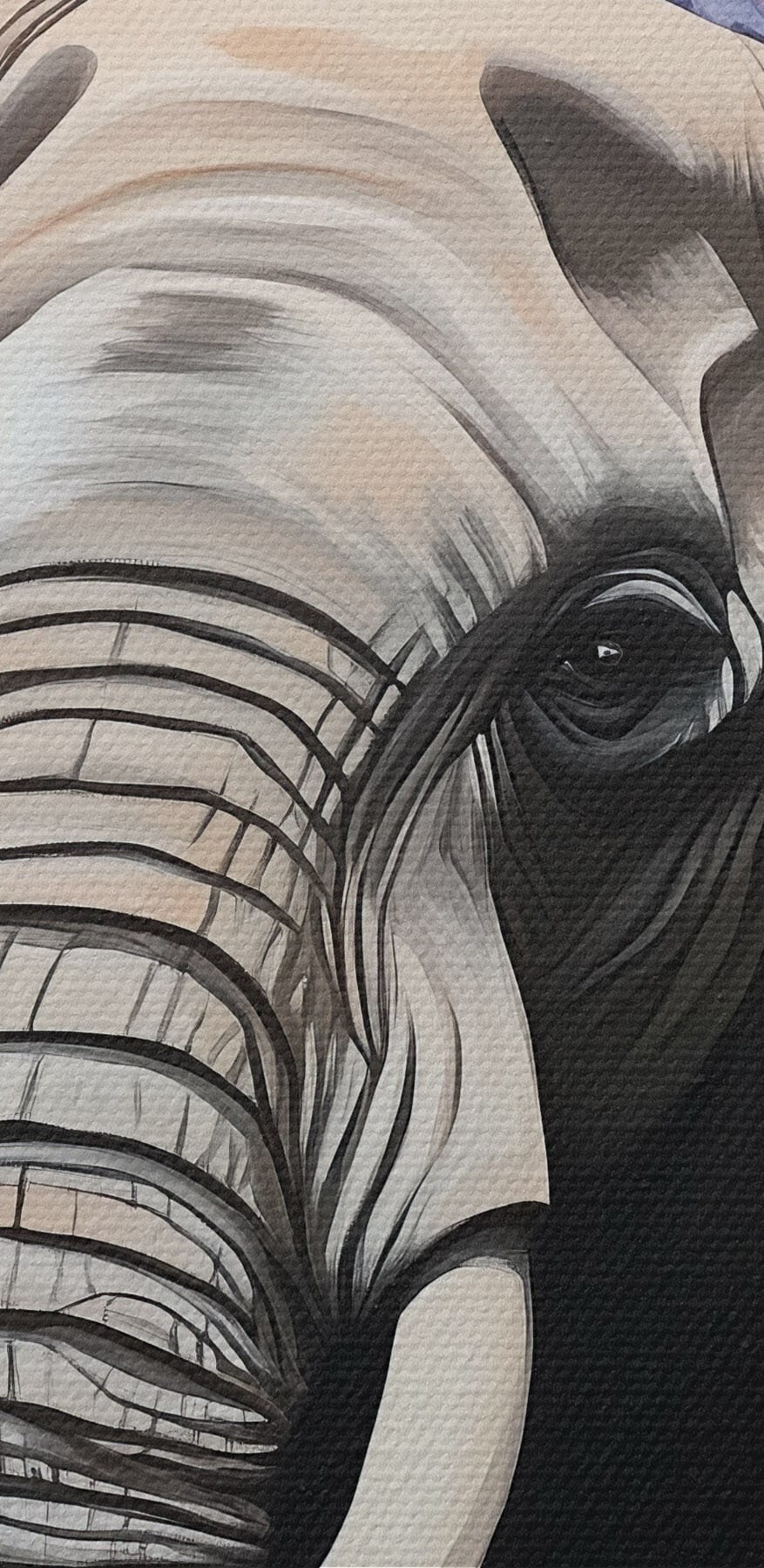 An elephant with tusks in a flower garden An elephant with tusks in a flower garden