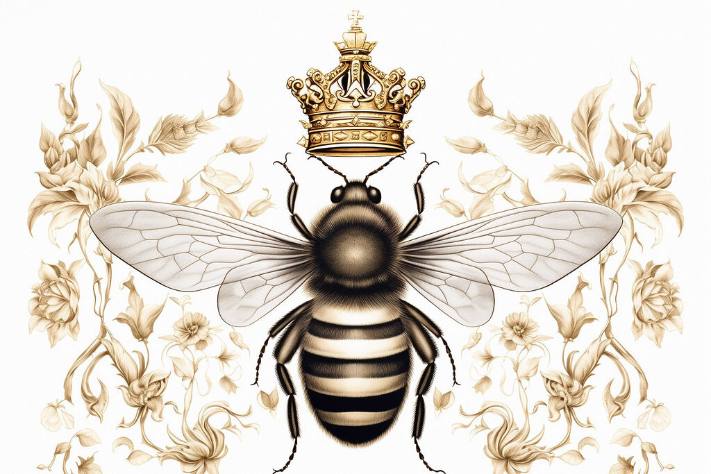 Bee with a crown on its head
