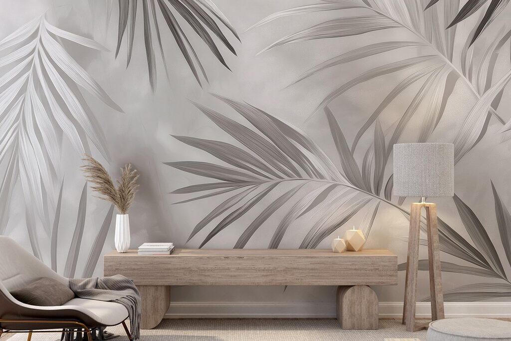 Soft leaves against a muted backdrop Soft leaves against a muted backdrop