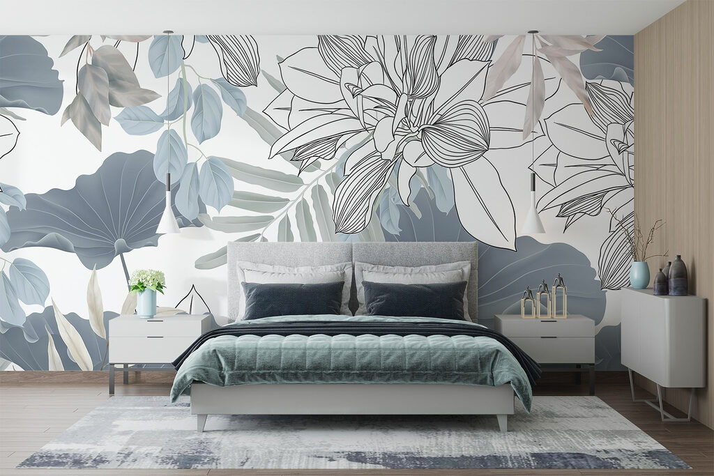 Floral pattern with leaves and flowers Floral pattern with leaves and flowers