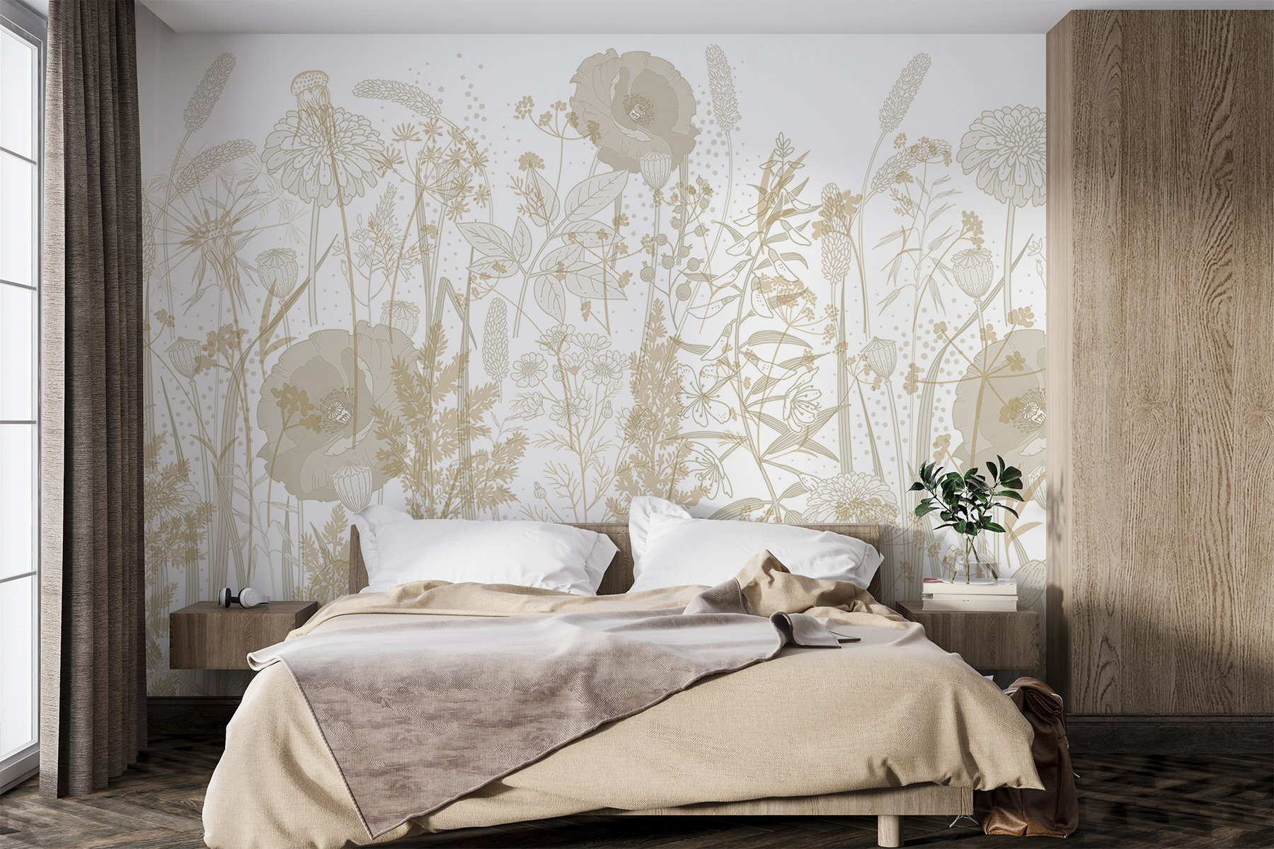 Delicate floral patterns in earthy tones Delicate floral patterns in earthy tones