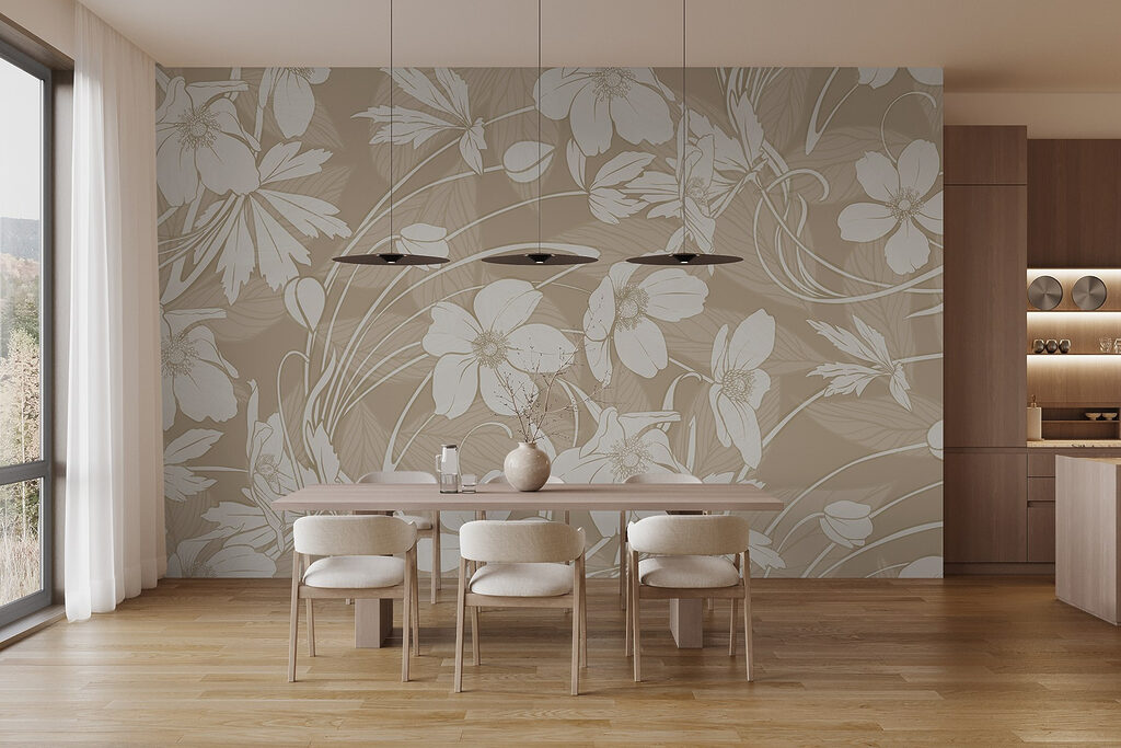 Delicate floral patterns in soft tones Delicate floral patterns in soft tones