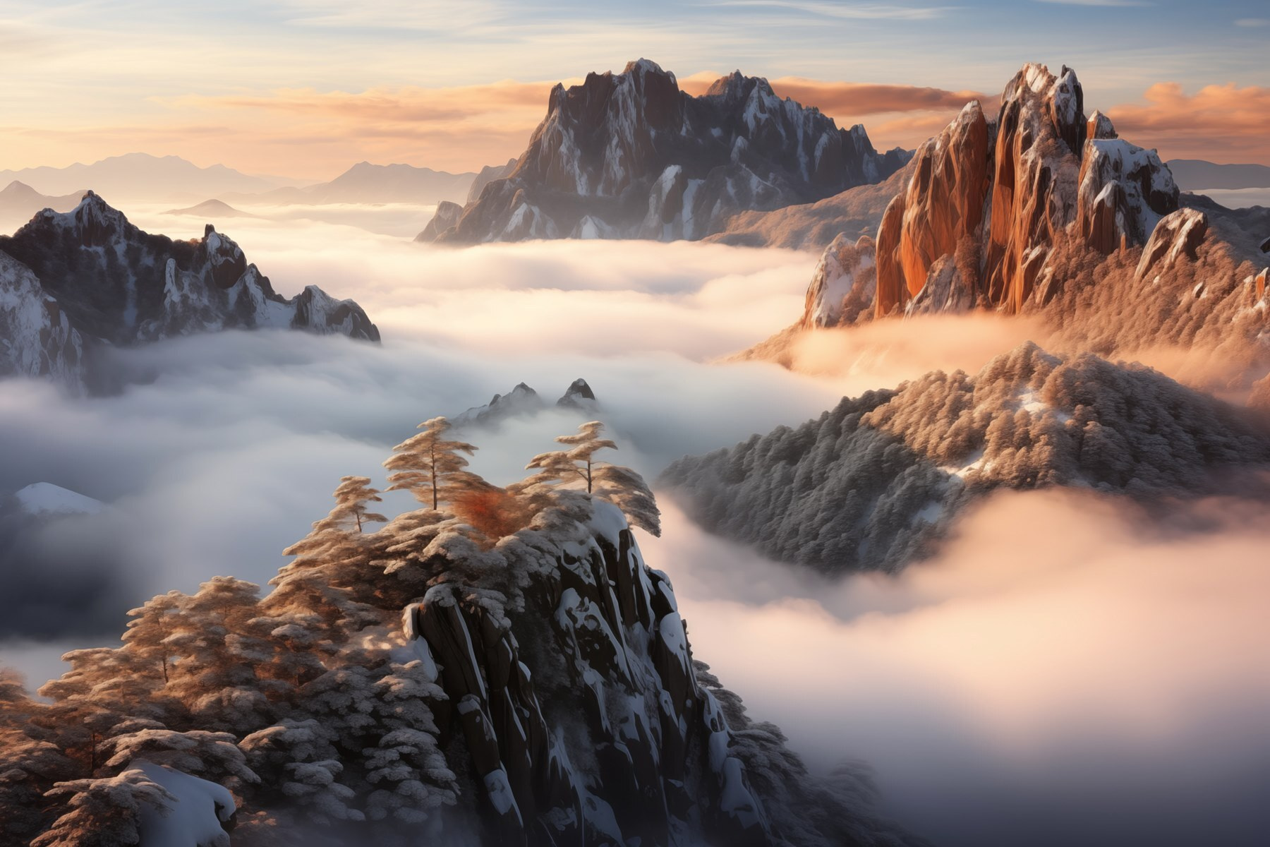 Гірський хребет зі снігом і хмарами w08807p - Гірський хребет зі снігом і хмарами - tegory