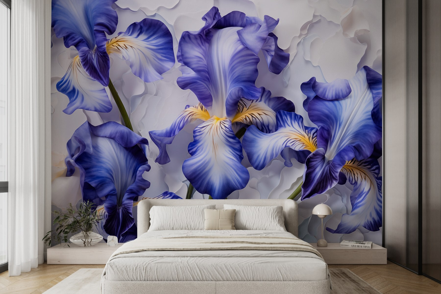 Group of purple and white flowers Group of purple and white flowers