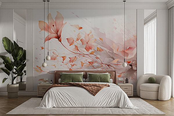 Painting of flowers and leaves