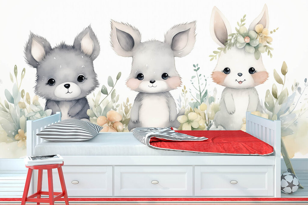 Group of animals with flowers