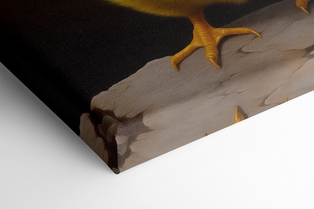 Yellow chick standing on a rock