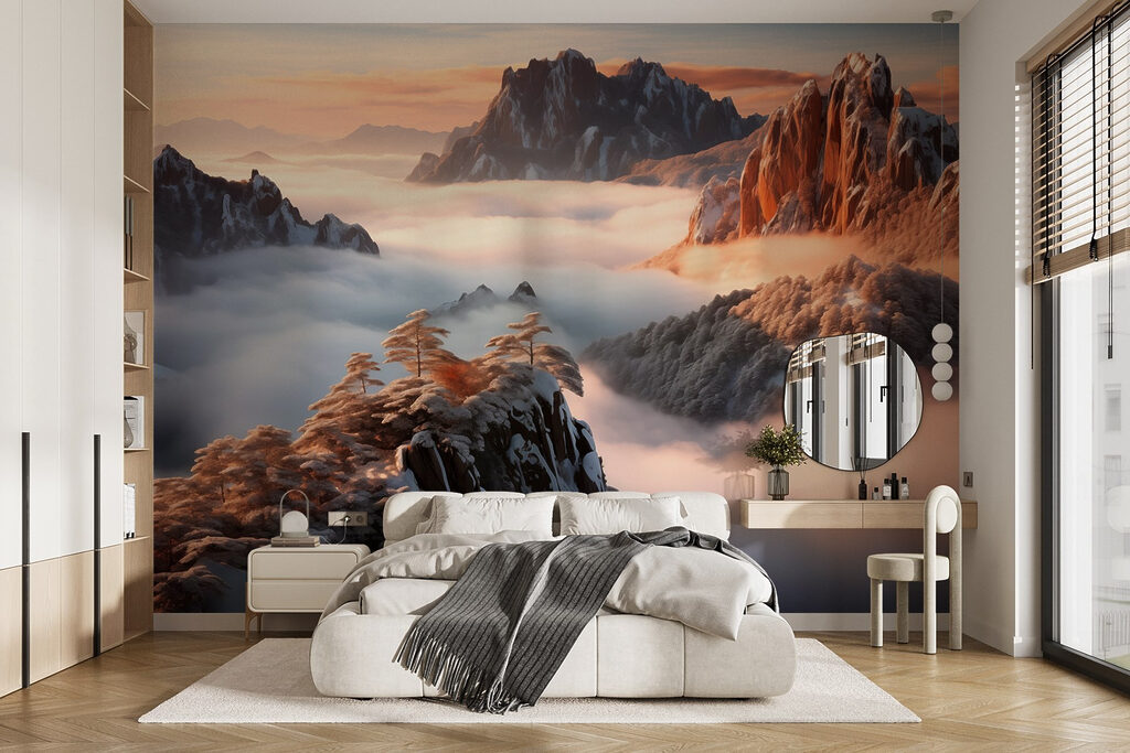 Mountain range with snow and clouds Mountain range with snow and clouds