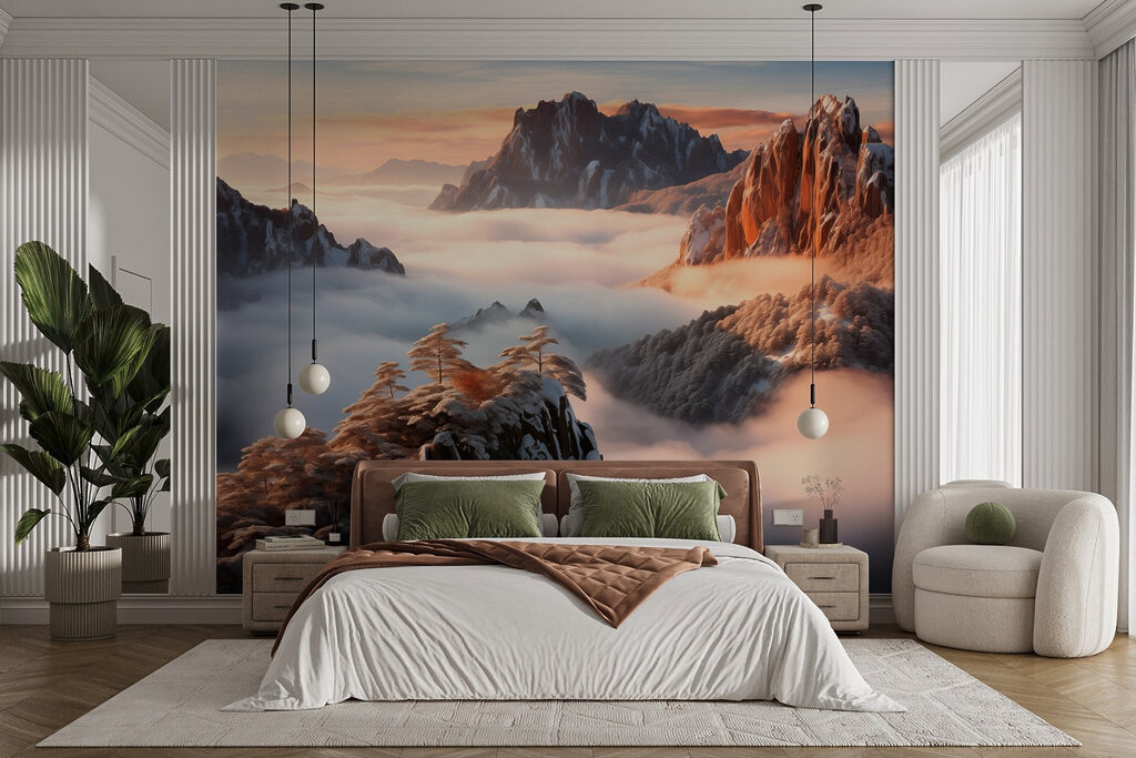 Mountain range with snow and clouds Mountain range with snow and clouds