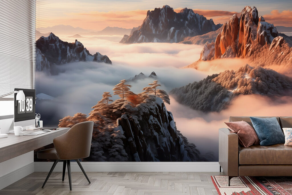 Mountain range with snow and clouds Mountain range with snow and clouds