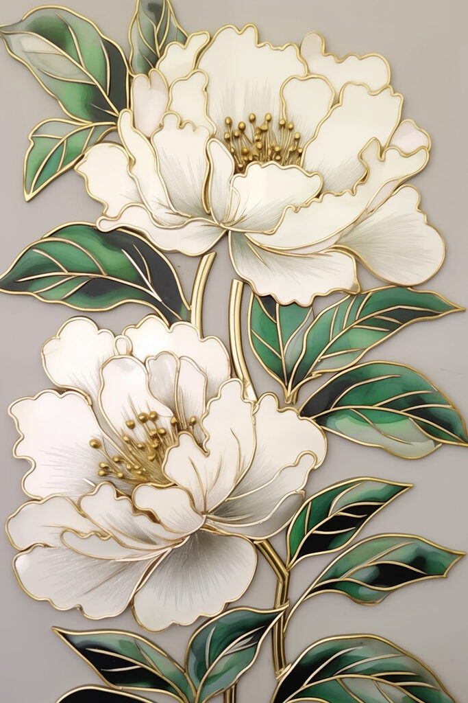 Elegant blooms framed by lush leaves