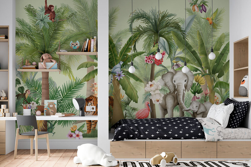 Wallpaper with animals and birds