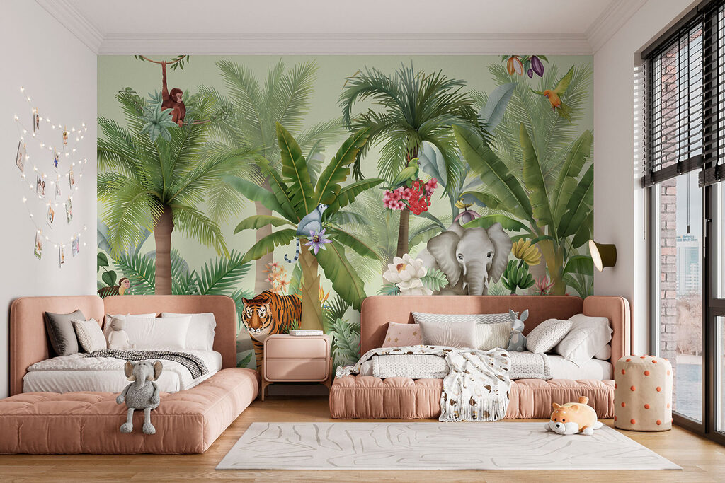 Wallpaper with animals and birds