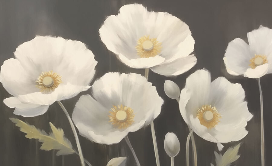 Painting of white flowers Painting of white flowers