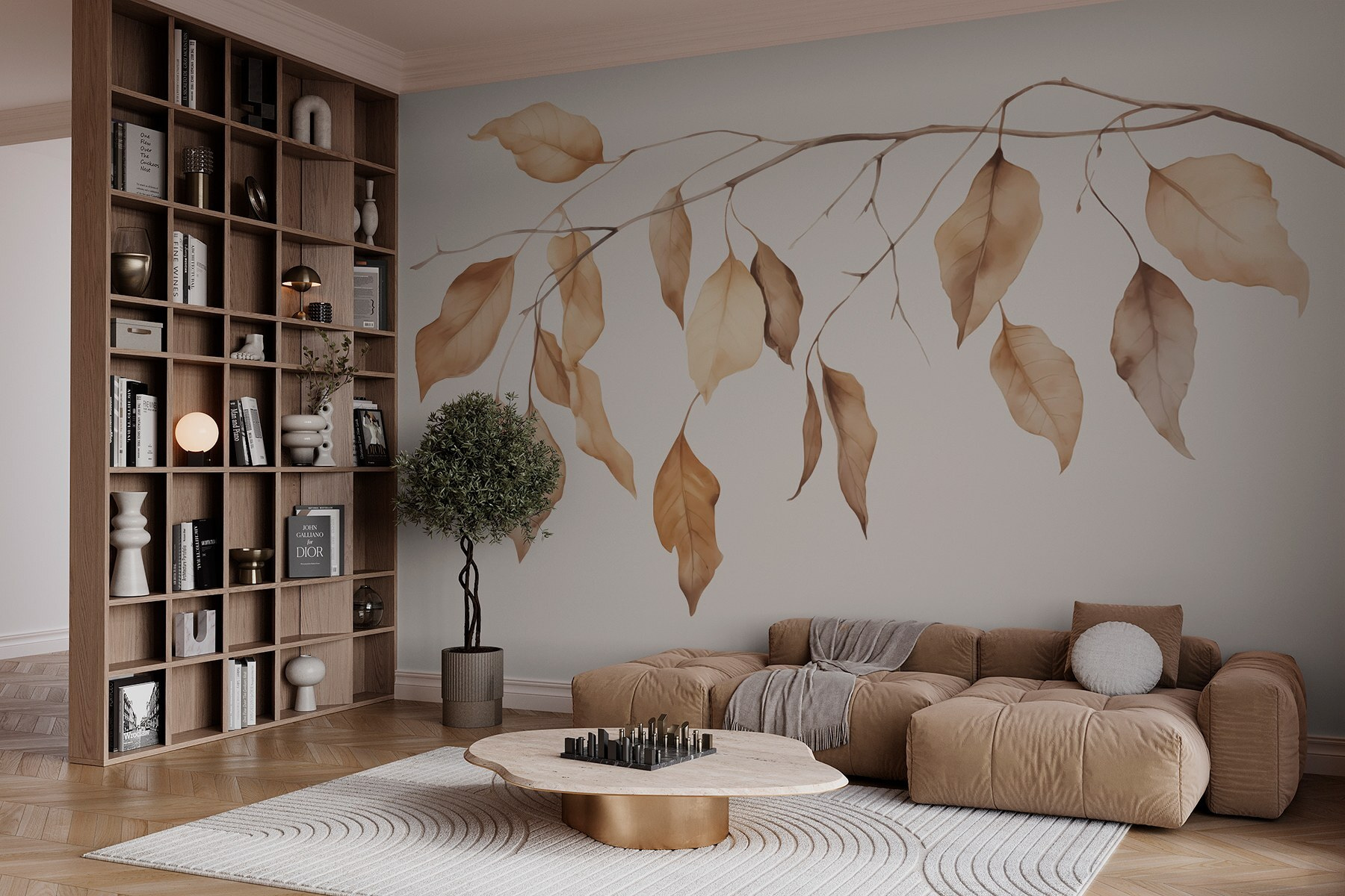 Branch with brown leaves