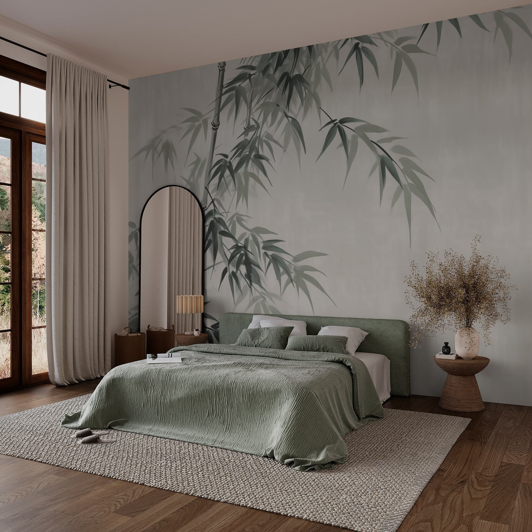 Bamboo with leaves on it Bamboo with leaves on it