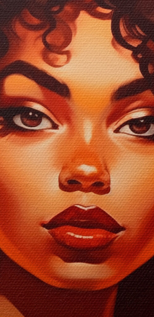 Woman with big afro hair and earrings