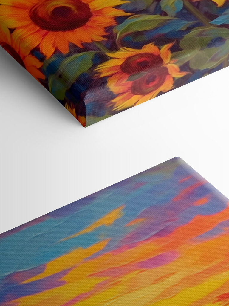 Painting of sunflowers in a field