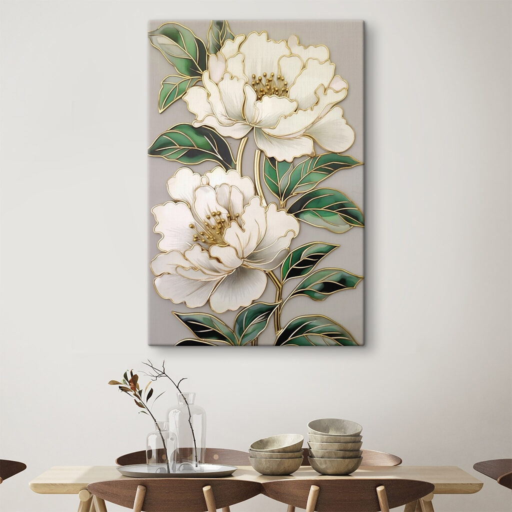 Elegant blooms framed by lush leaves